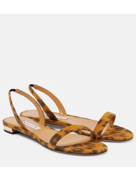 Leopard trykt semsket skinn sandaler med reim Aquazzura brun