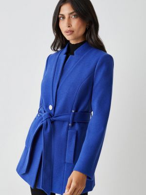 Пальто с поясом Wallis синее