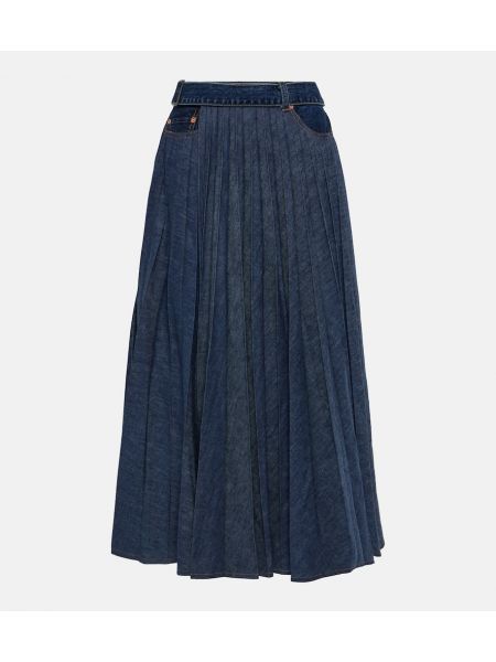 Plisuotas džinsinis sijonas Sacai mėlyna