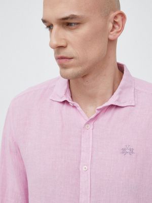 Ленена риза La Martina розово