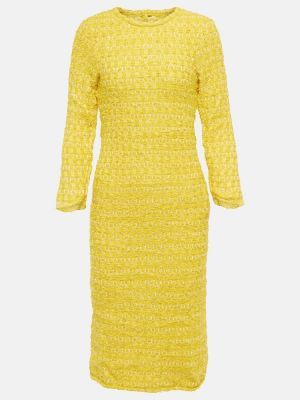 Μίντι φόρεμα tweed Balenciaga κίτρινο