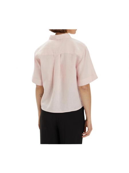 Camisa con bordado de lino Tommy Hilfiger rosa