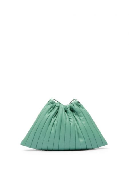 Plisirana kožna clutch torbica Marsell zelena