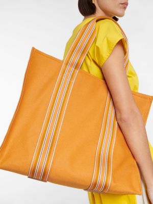 Pruhovaná shopper kabelka Loro Piana oranžová