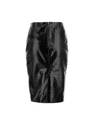 Spódnica skórzana Versace czarna