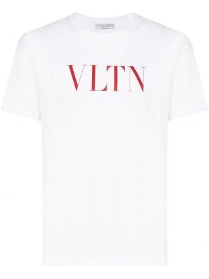 Памучна тениска с принт Valentino Garavani бяло