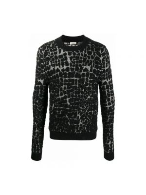 Dzianinowy sweter z okrągłym dekoltem Saint Laurent czarny