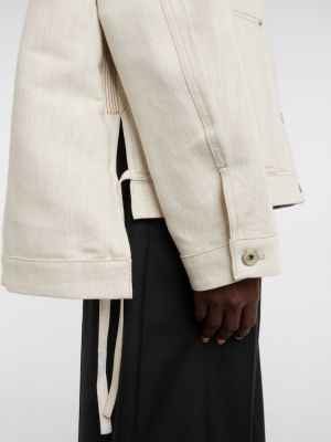 Bavlnená ľanová džínsová bunda Loewe biela