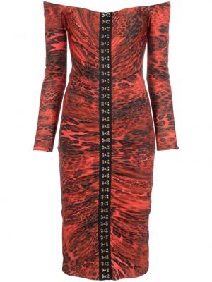 Midi šaty s potlačou s leopardím vzorom Nissa