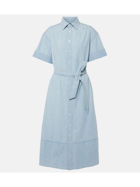 Midi obleka Polo Ralph Lauren modra