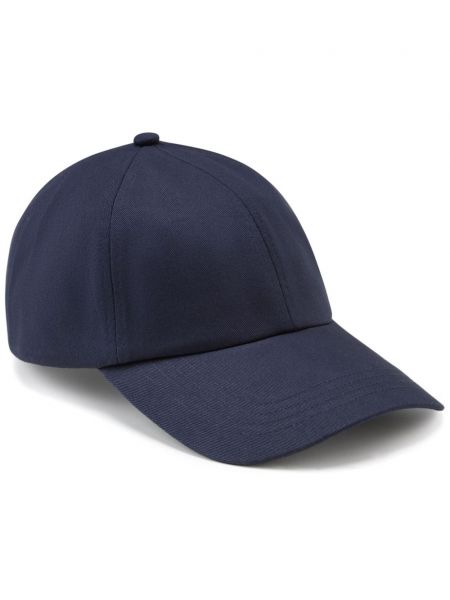 Памучна шапка с козирки бродирана Woolrich синьо
