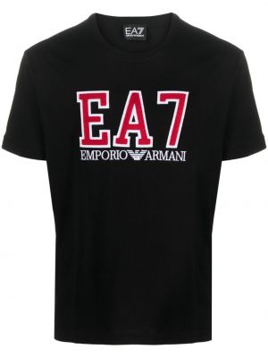 Kokvilnas t-krekls Ea7 Emporio Armani melns