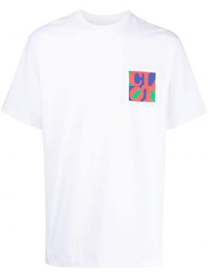 Памучна тениска бродирана Clot бяло