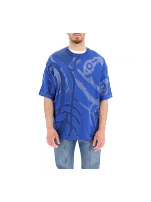 Koszulka z dżerseju w tygrysie prążki Kenzo niebieska