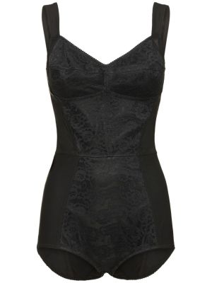 Body din satin din dantelă Dolce & Gabbana negru