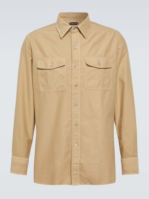Βαμβακερό πουκάμισο Tom Ford μπεζ