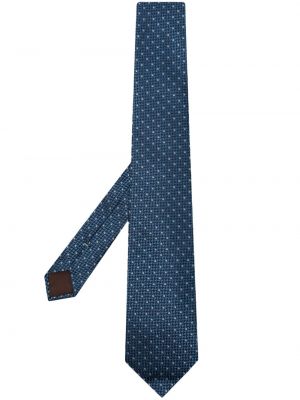 Копринена вратовръзка с принт Canali синьо