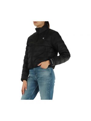 Pikowana kurtka jeansowa z nadrukiem Calvin Klein Jeans czarna