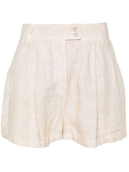 Leinen shorts mit plisseefalten 120% Lino beige