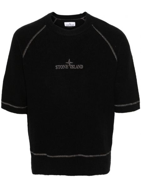 Пуловер бродиран Stone Island черно