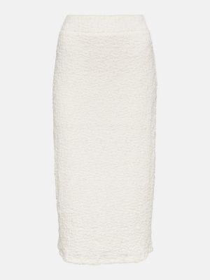 Pamučna midi suknja Vince bijela