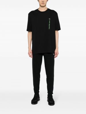 T-shirt de sport en coton à imprimé Calvin Klein noir