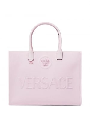 Δερμάτινη τσάντα shopper Versace ροζ