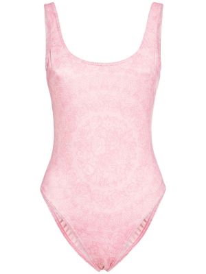 Jednodijelni kupaći kostim s printom Versace ružičasta