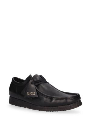 Pantofi cu șireturi din piele din dantelă Clarks Originals negru