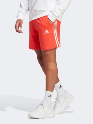 Pantaloni scurți de sport cu dungi Adidas roșu