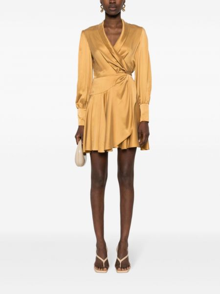Hedvábné mini šaty Zimmermann žluté