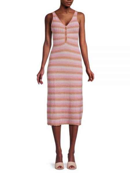 Трикотажное платье-карандаш в полоску Misa Los Angeles розовое