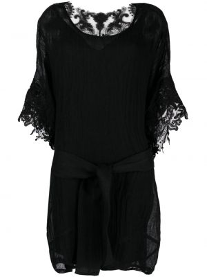 Srajčna obleka s čipko Maurizio Mykonos črna