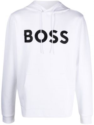 Bluza z kapturem z nadrukiem Boss biała
