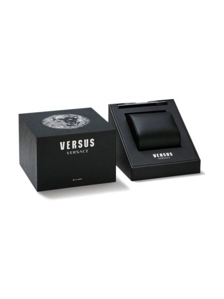 Relojes de cuero de acero inoxidable con hebilla Versus Versace negro