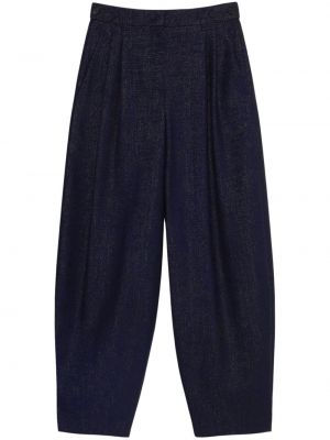 Pantaloni di lana baggy plissettati Stella Mccartney blu