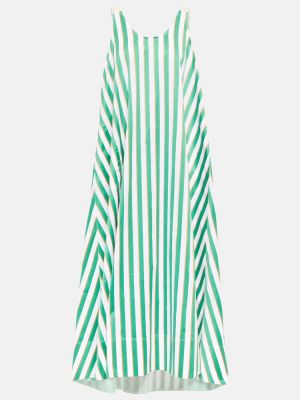 Pruhované bavlnené midi šaty Lee Mathews zelená