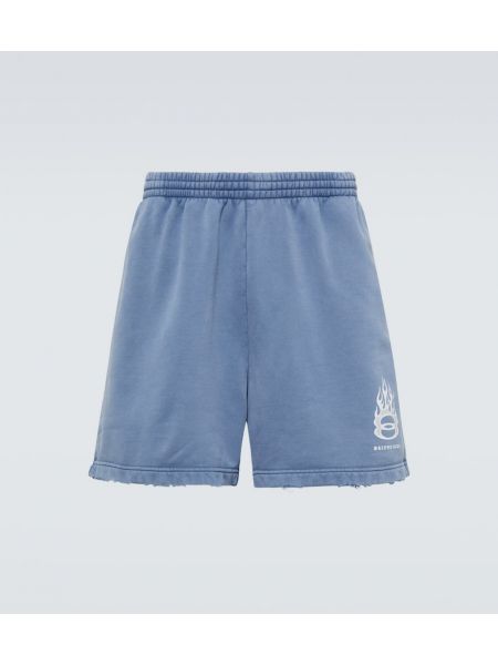 Bomull fleece shorts Balenciaga blå