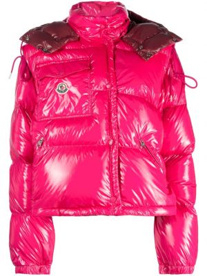 Páperová bunda s kapucňou Moncler ružová