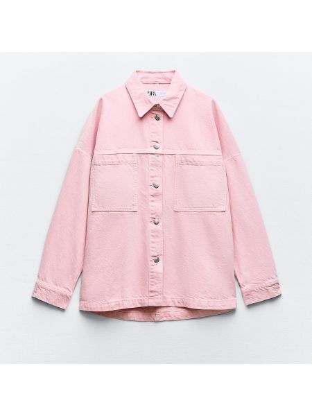 Джинсовая куртка с карманами Zara розовая