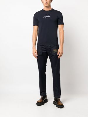Bavlněné rovné kalhoty Moschino modré