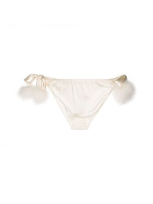 Pantalon culotte avec perles en soie à plumes Gilda & Pearl blanc