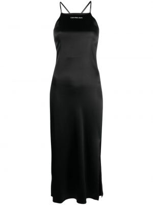 Сатенена вечерна рокля Calvin Klein Jeans черно