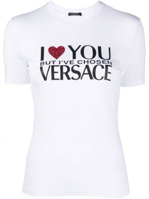 Koszulka z kryształkami Versace biała