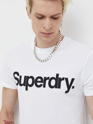 Bavlněné tričko s potiskem Superdry bílé