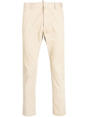 Βαμβακερό παντελόνι chino με χαμηλή μέση σε στενή γραμμή Dsquared2 μπεζ
