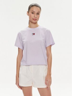 Priliehavé tričko Tommy Jeans fialová