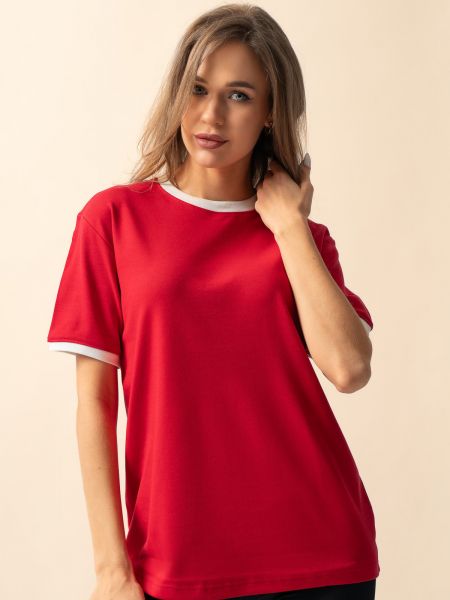 Oversize kokvilnas t-krekls Know sarkans