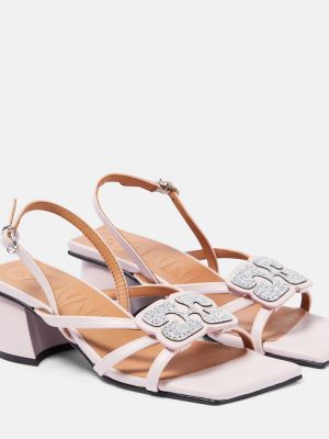 Kožené sandály z imitace kůže Ganni růžové