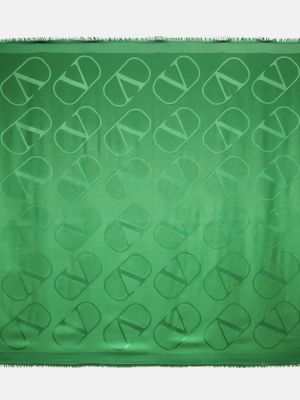 Hedvábný vlněný šál Valentino zelený